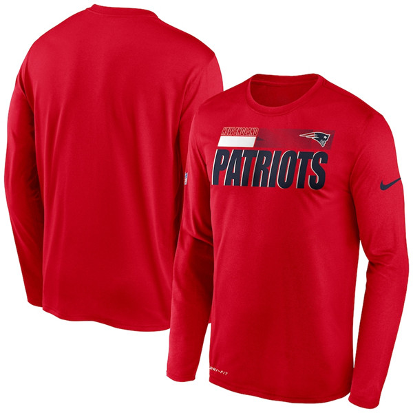 Men's New England Patriots 2020 Red Sideline Impact Legend Performance Long Sleeve NFL T-Shirt